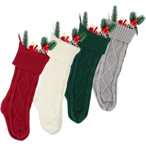 Grobstrick-Weihnachtsstrümpfe, 4er-Set