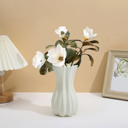 Weiße Kunststoff-Blumenvase, 17,5 cm