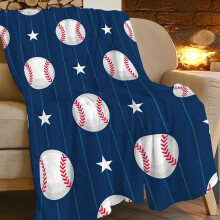 Super měkká modrá baseballová deka pro chlapce, 102 x 132 cm, plyšový fleecový přehoz – útulná dekorace do postele a dárek pro fanoušky