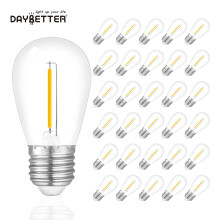 Verpakking van 30 Edison S14 LED-lampen (1W, E26, 2700K warm wit, waterdicht, niet dimbaar) voor lichtsnoeren voor buiten