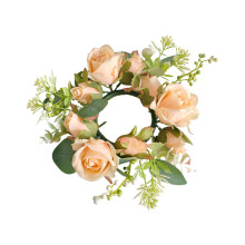 Set di anelli portacandele con rose artificiali, foglie e bacche