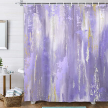 Moderní sprchový závěs s fialovým zlatým mramorem, boho ombré, 70x75 palců