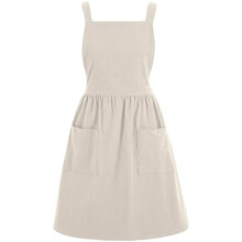 Cotton Linen Women's Apron Dress with Pockets
