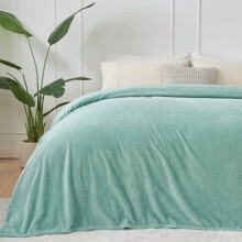 Super Soft King Blanket, Sage Green Silky Flannel Fleece, Leaves Pattern, Lightweight All-Season Use (90"x110")