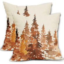Conjunto de capas de almofada Burnt Orange Tree, 50x50cm, em mistura de linho.