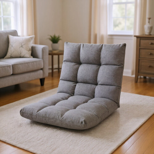 Justerbar gulvsofa – 14 positioner, bomuld-hør,