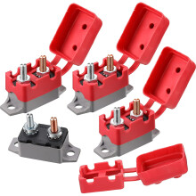 Lot de 4 disjoncteurs à réarmement automatique DC12V - 24V avec couvercle et boulon de fixation pour applications automobiles et autres (30 A)