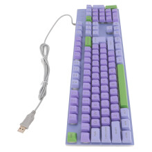 Large Print Wired Gaming Keyboard with Metal Panel, USB Backlit, Purple