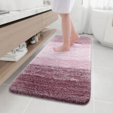 Tapete de banho felpudo de microfibra antiderrapante, 150 x 60 cm, cor malva