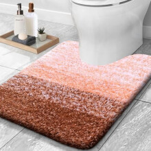 Alfombra de baño de lujo en forma de U de 24x20, microfibra absorbente extra suave, alfombrilla de baño de felpa antideslizante, lavable a