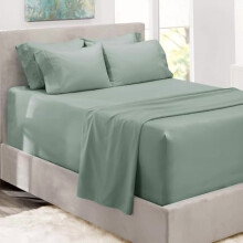 Luxuriöses, weiches 6-teiliges Bettwäscheset, extra tiefe Taschen (bis zu 53 cm), doppelt gebürstet, Einzelbett XL, Eisgrün