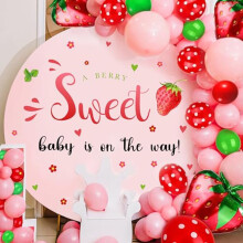 Φόντο για baby shower με φράουλα και διακόσμηση τραπεζιού τούρτας – Συμβατό με θέμα τα