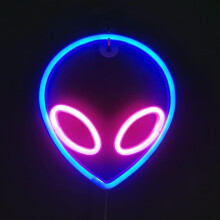 Enseigne lumineuse LED néon, veilleuse murale LED néon extraterrestre, lampe LED néon alimentée par USB et piles, pour la décoration de la