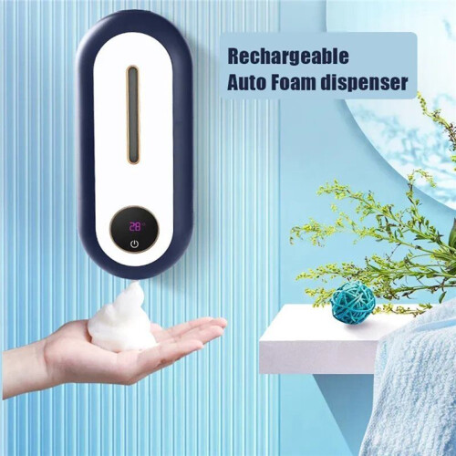 Auto Touchless Foaming Soap Dispenser, No Drill Wall-Mounted, 3 Modes 450ml, Temp Display, for Kitchen Bathroom
