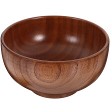 Tigela de arroz de madeira maciça com design retrô, 15 cm