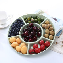 Bandeja de almacenamiento de alimentos de 28,5 cm (11,22 pulgadas) con 6 compartimentos, bandeja de servir dividida para aperitivos, snacks, verduras