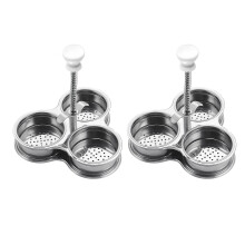MOQIN 2PCS Stainless Steel Egg Poacher, Perfect Poached Egg Maker, Round Egg Cooker Rings For Breakfast Cooking Tool 3 Poached Egg Cups