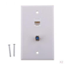 2Pieces Coaxial F Connector Network Plate Socket Outlet