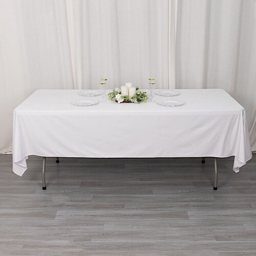 Vit rektangulär bordsduk i scubapolyester, 152 x 283 cm