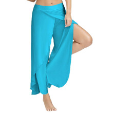 Calça de ioga feminina reta, elástica, para fitness, azul claro, confortável, tamanho G.