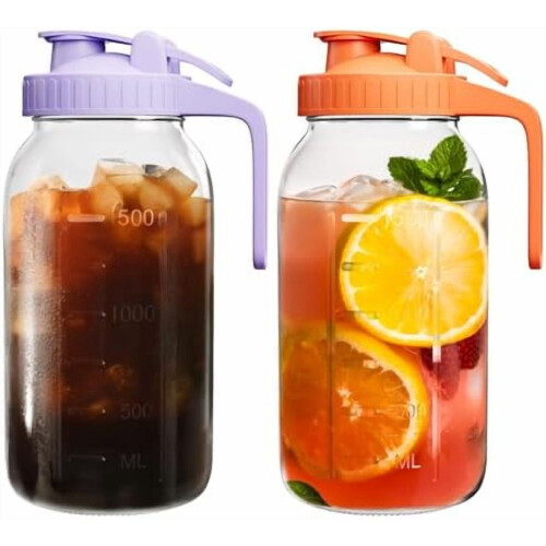Pichet Mason en verre de 1,9 L avec couvercle à charnière