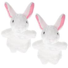 Handpop van een wit konijn – pluche, 30x20x10 cm