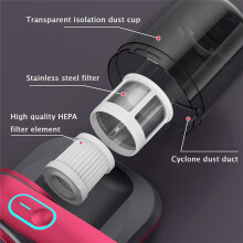 UV Handheld Vacuum Vacuum Bed Vacuum Cleaner Cordless UV Mattress Vacuum with Double Flapping Heads,Gray Red
