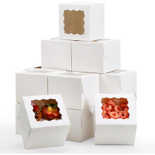 15 scatole per cupcake bianche da 6x6x5 pollici con finestra trasparente