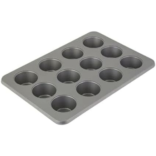 12-Cup Nonstick Aluminized Steel Muffin Pan, Contour Silver