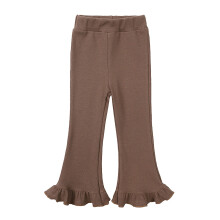 Toddler Girls Flared Pants Ruffle Cotton Long Pants Child's Baby Casual Summer Cute Solid Color Slim Knit Pants Coffee