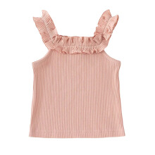 Peuter/baby meisjes hemdje/topje met ruches, crop top, zomerkleding voor baby meisjes, mouwloos, geribbeld gebreid topje, zacht topje, 3-4 jaar