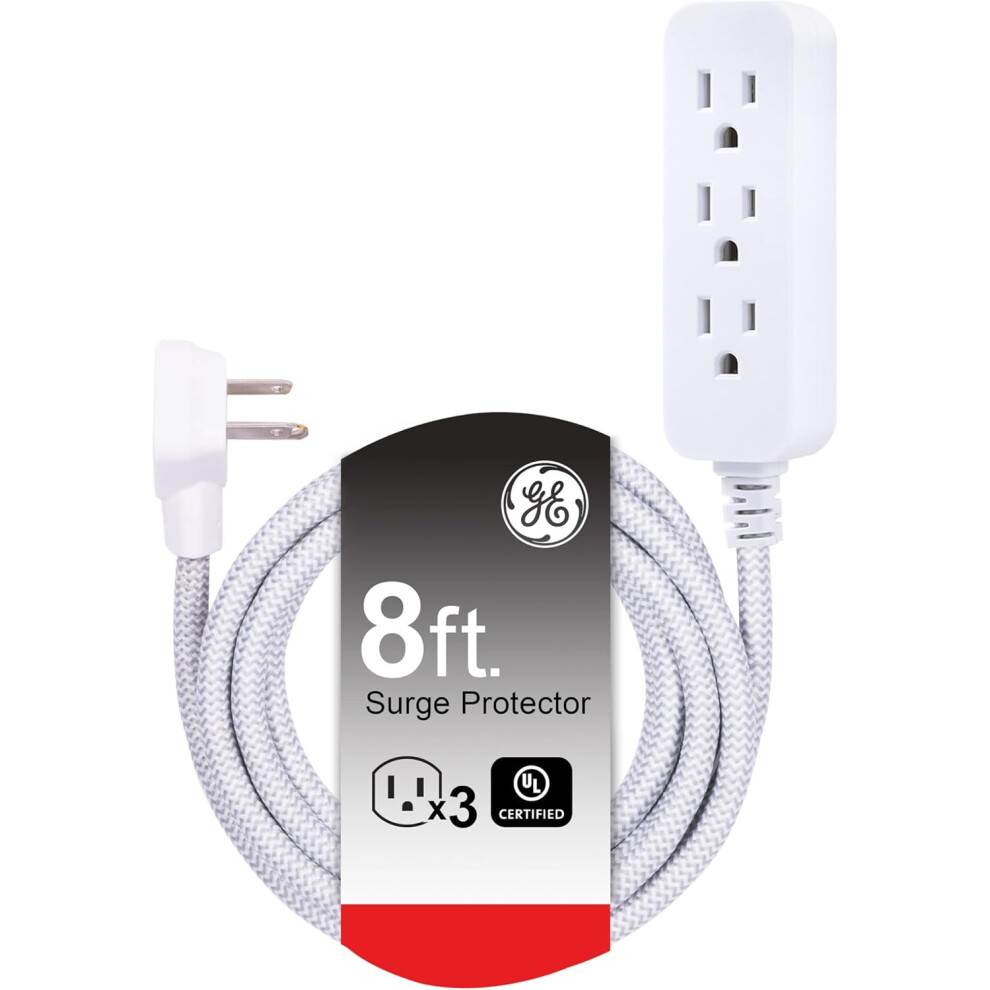 3-Outlet Surge Protector Power Strip 8 Ft Braided Cord 9104899487636