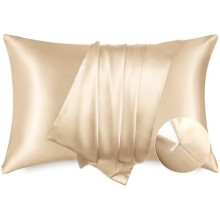Taie d'oreiller en satin avec fermeture éclair (lot de 2) - Taille Queen