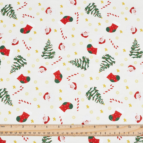 Material textil cu imprimeu de Moș Crăciun, lățime de 145 cm