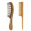 Pente de cabelo de madeira com dentes largos, sândalo, 2 peças 1