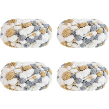 4 Rolls 600g Pomp-A-Doodle Yarn,100% Polyester Jelly Bean POM-POM Ball Yarn for Crochet Knitting Blanket Mat Pet Nest