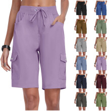Damshorts Plusstorlek med fickor Lösa, avslappnade, eleganta, lätta, baggy cargoshorts för vandring