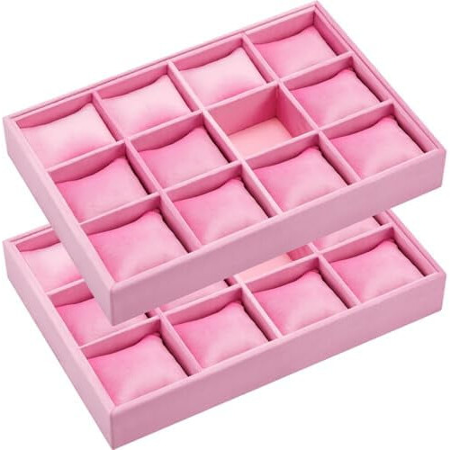 2-pack sammets klockbricka med 12 fack