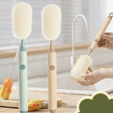 Brosse de nettoyage de tasses à long manche avec tête en éponge