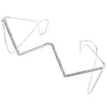 Óculos de armação meia-armação com corrente – Feminino com strass prateado
