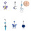 DESIGNICE6 stk. navle ring, rustfrit stål dinglende navle ring, 5 g mave piercing 1