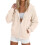 Felpa con cappuccio raglan da donna beige con zip e tasche L 1