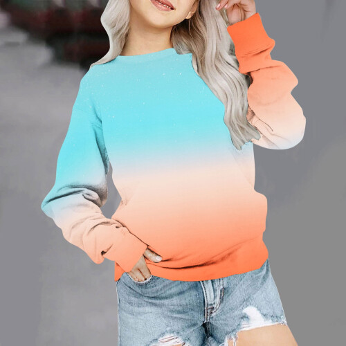 Παιδικό ελαφρύ φούτερ με στάμπα Tie-dye και μακριά μανίκια, πουλόβερ με κοντά μανίκια