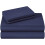 Ensemble de draps en microfibre extra doux à poches profondes, format Queen, bleu marine 1
