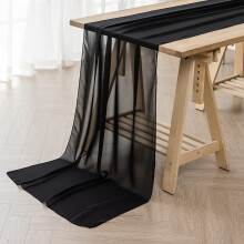 3 meter lange zwarte chiffon tafelloper (28 x 118 inch) voor bruiloft, babyshower, verjaardag of andere tafeldecoratie.