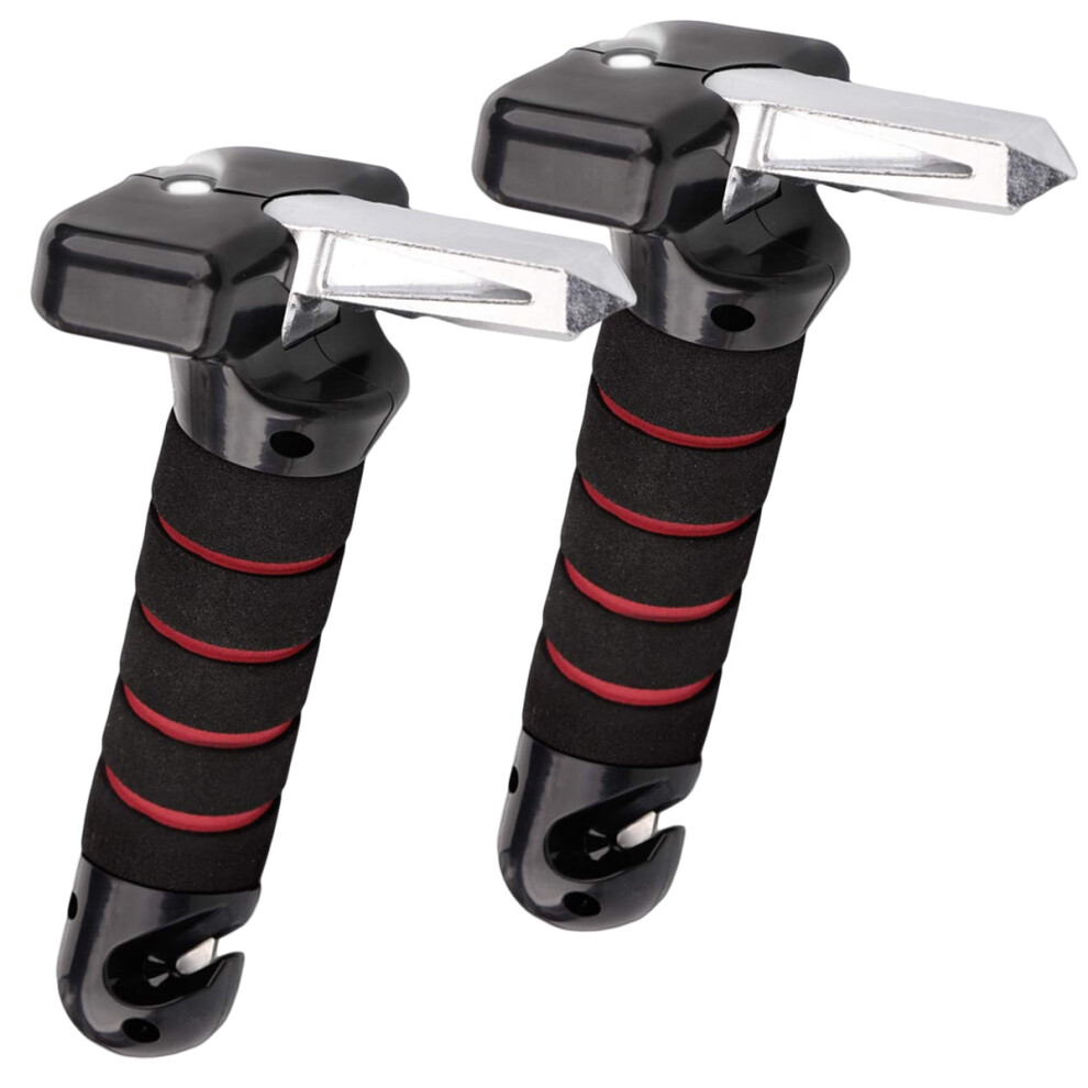 2 Pcs Car Handle Assist For Elderly Portable Auto Cane Seatbelt Cutter And Window Breaker For Elderly And Handicapped ( Red) Black/Red 9405492825994
