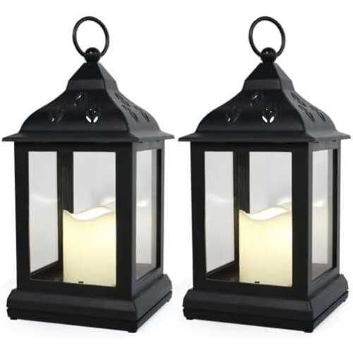 Lanterna vintage a LED da 9,5" con timer di 8 ore