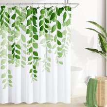 Set di tende da doccia verde chiaro salvia eucalipto, foglie floreali ad acquerello in stile rustico, decorazioni bagno primaverili verde lime,