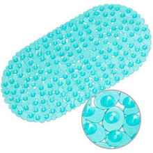 Tappetino da bagno ovale con motivo a ciottoli e ventose, 27x14 pollici