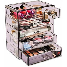 Organizador de maquillaje acrílico de 6 cajones